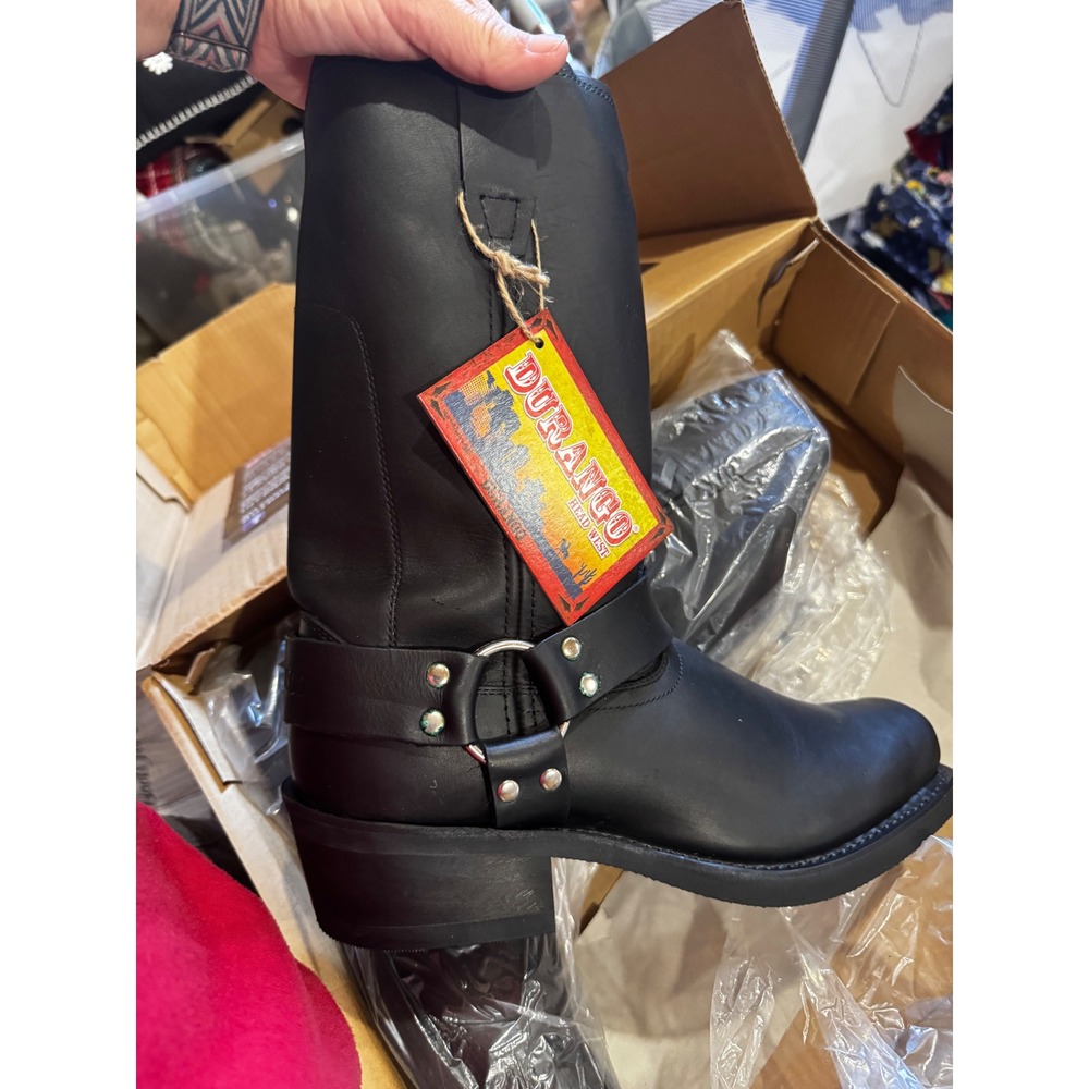 Durango Head West Mens Black Leather Harness Boots DB510 Square Toe 10EE Wide